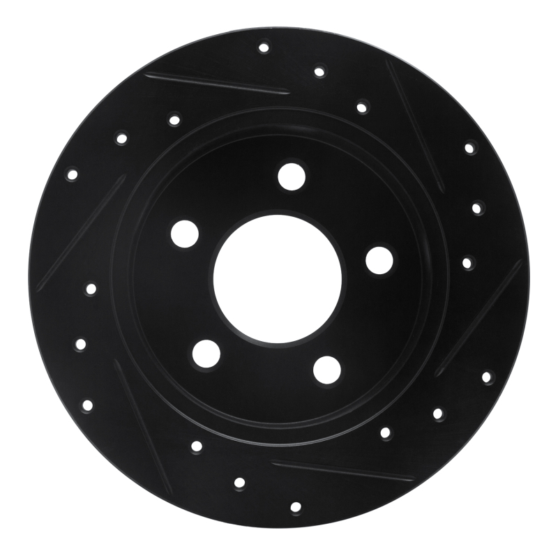 Ford Mustang Brake Rotor (1) - Rear Left - R1 Concepts - Drilled & Slotted - Black - `94-`04